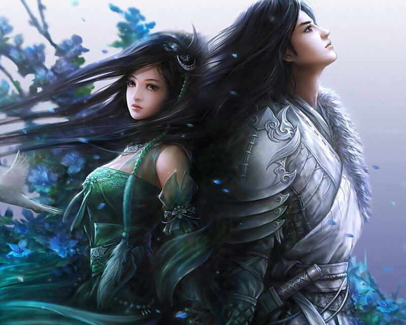 Two Warriors in Armor — Green