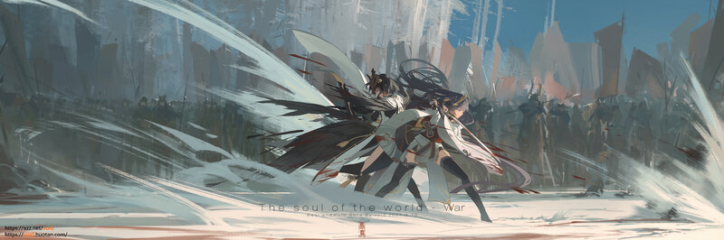 Two Warriors in Battle — White, Dramatic, Afternoon
