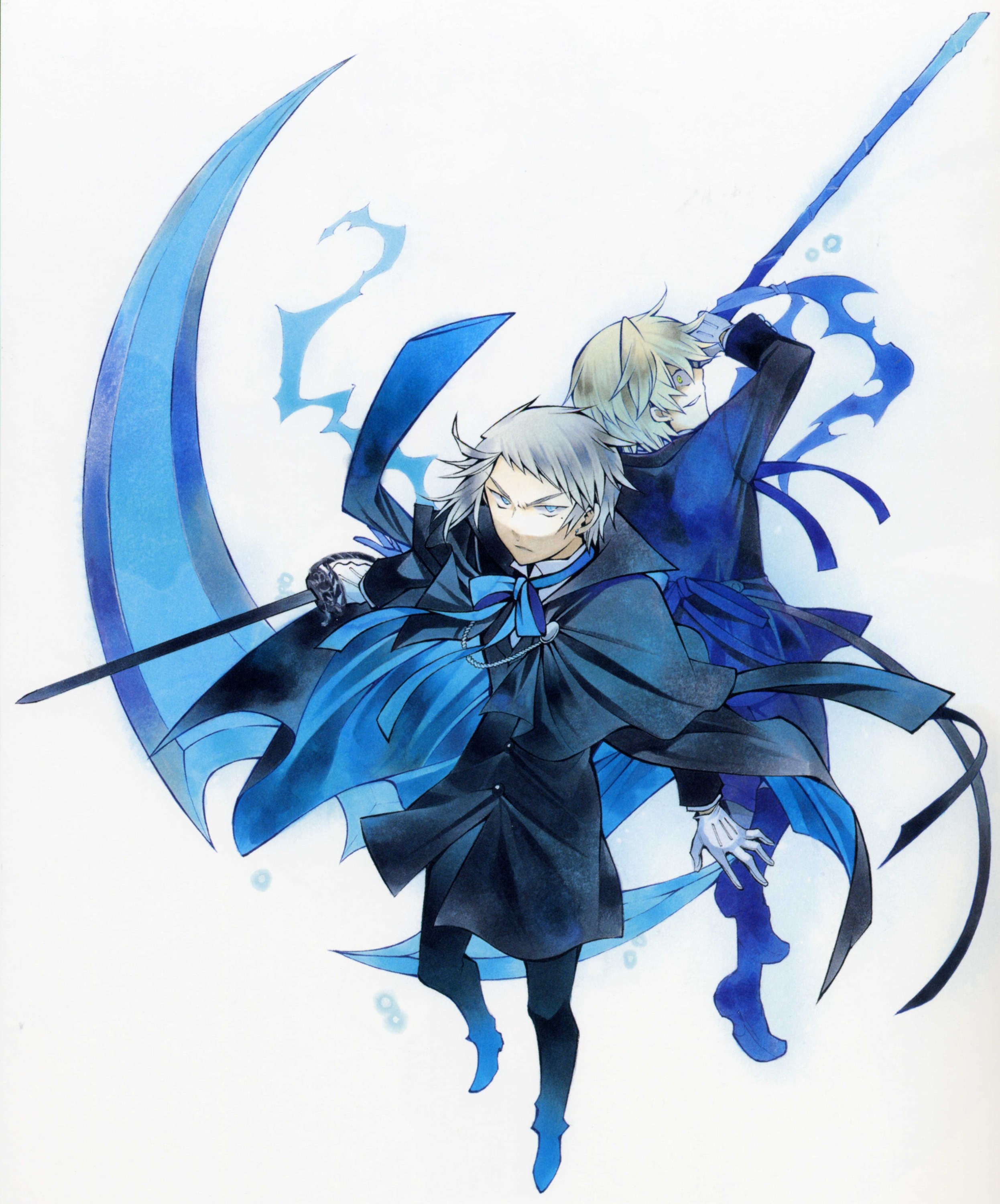two warriors in blue cloaks