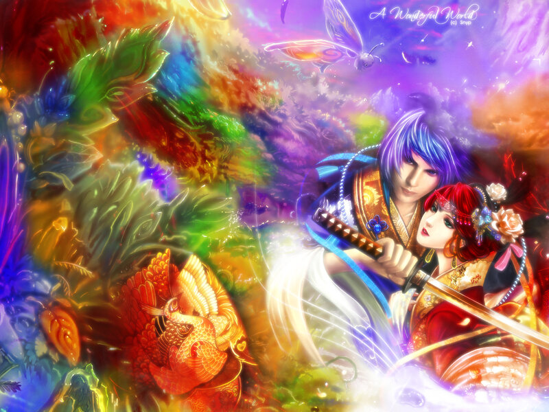 Two Warriors in Colorful Setting