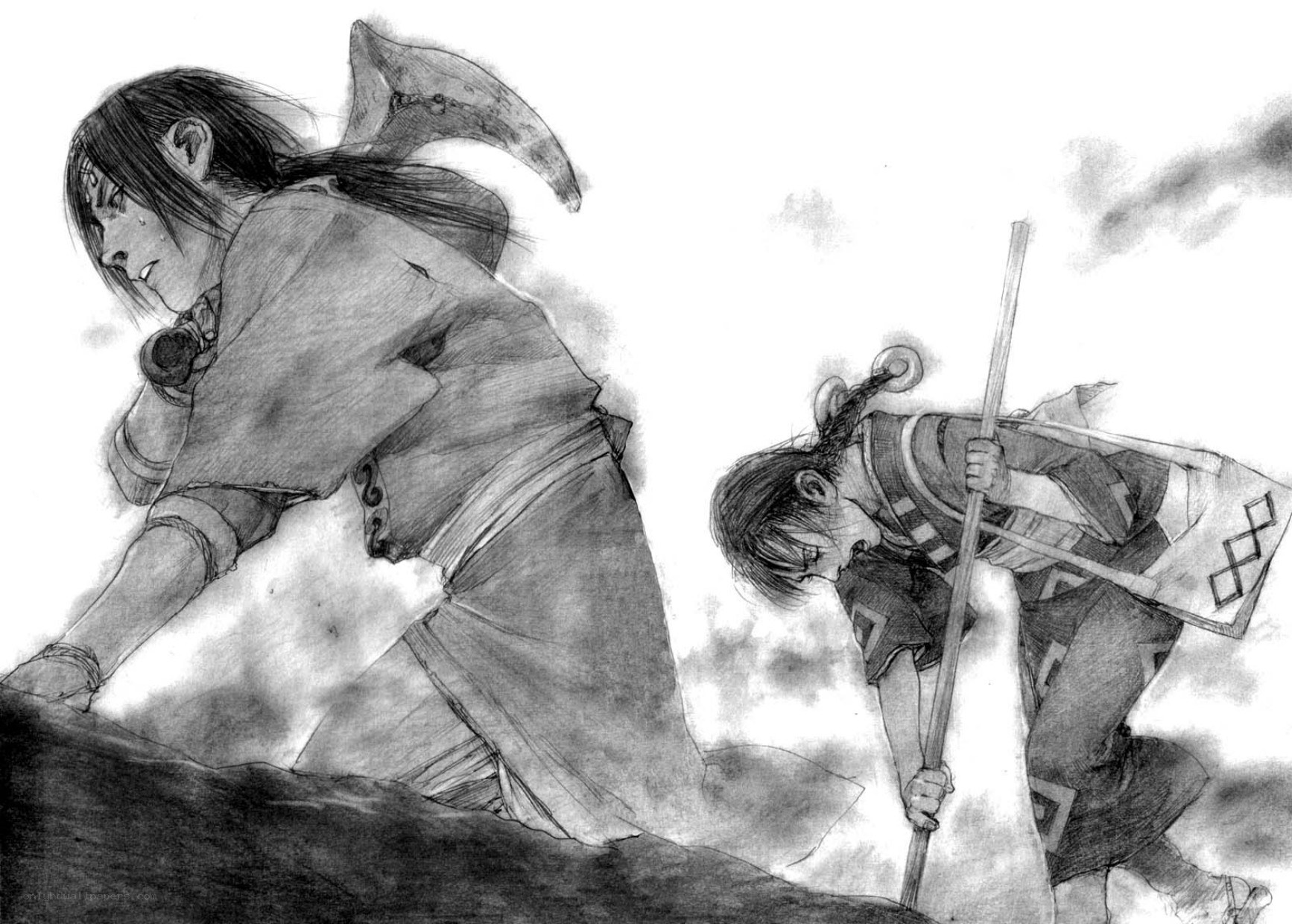 Two warriors in combat