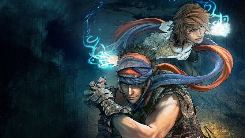 Two Warriors in Combat — Blue, Dramatic, Night, Digital Art, Magic, Swords
