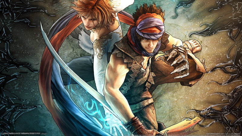 Two warriors in combat stance