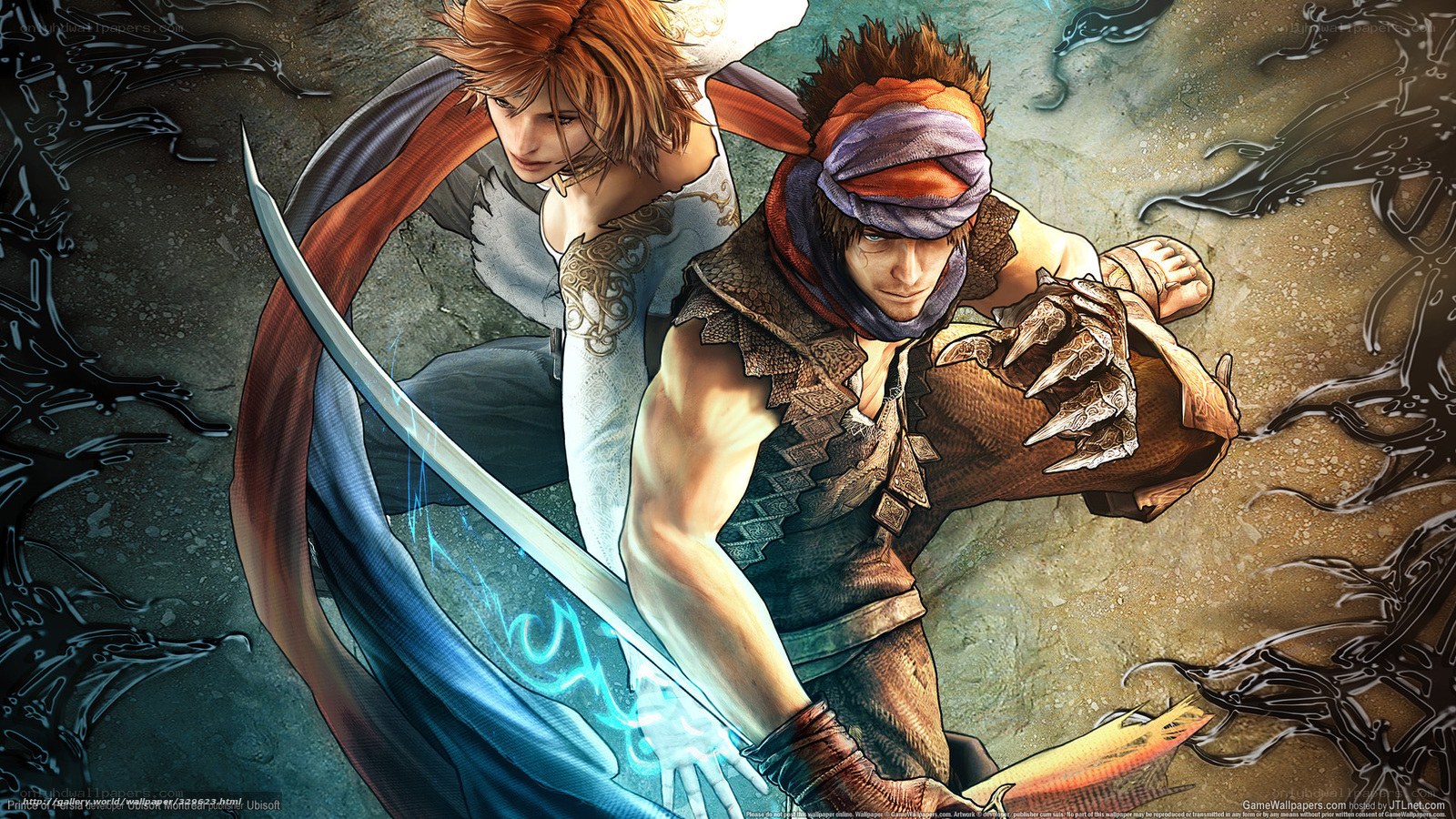 Two warriors in combat stance