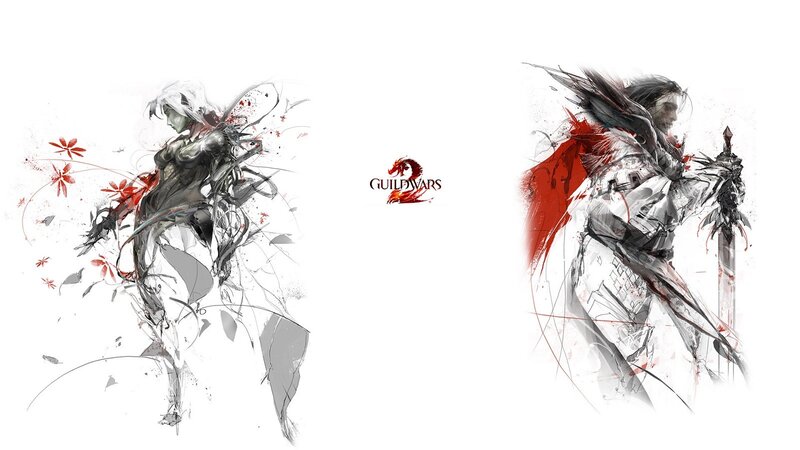 Two Warriors in Combat — White, Dramatic