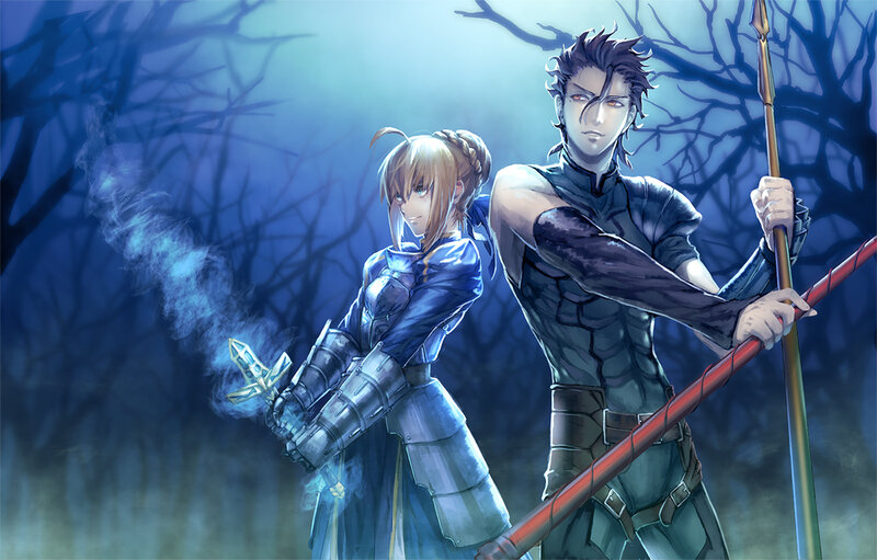 Two Warriors in Forest — Blue