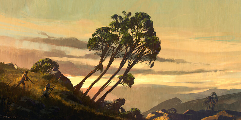 Two Warriors on a Hill — Green