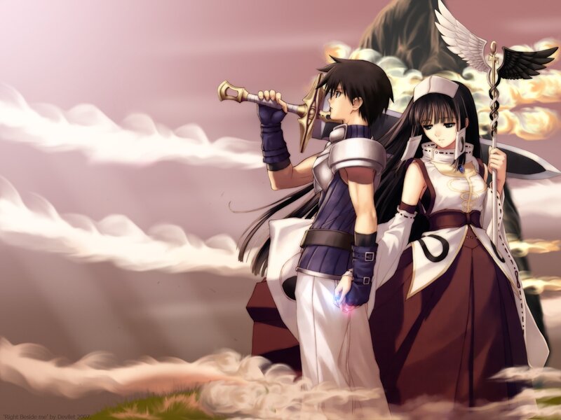 Two warriors stand together