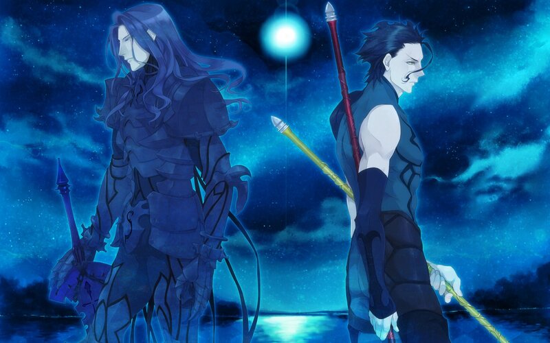 Two Warriors Standing — Blue, Dramatic