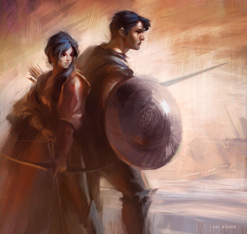 Two Warriors Standing — Brown