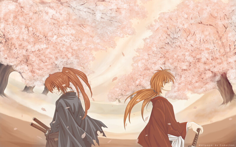 Two Warriors under Cherry Blossoms — Pink
