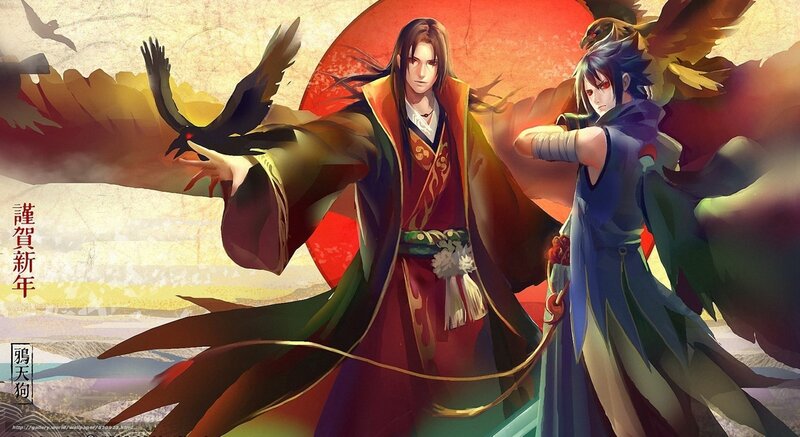 Two warriors with birds