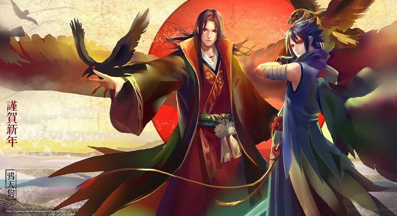 Two warriors with birds