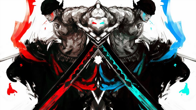 Two Warriors with Swords — Black, Dramatic, Manga, Blood