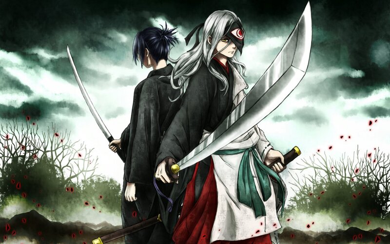 Two Warriors with Swords — Black
