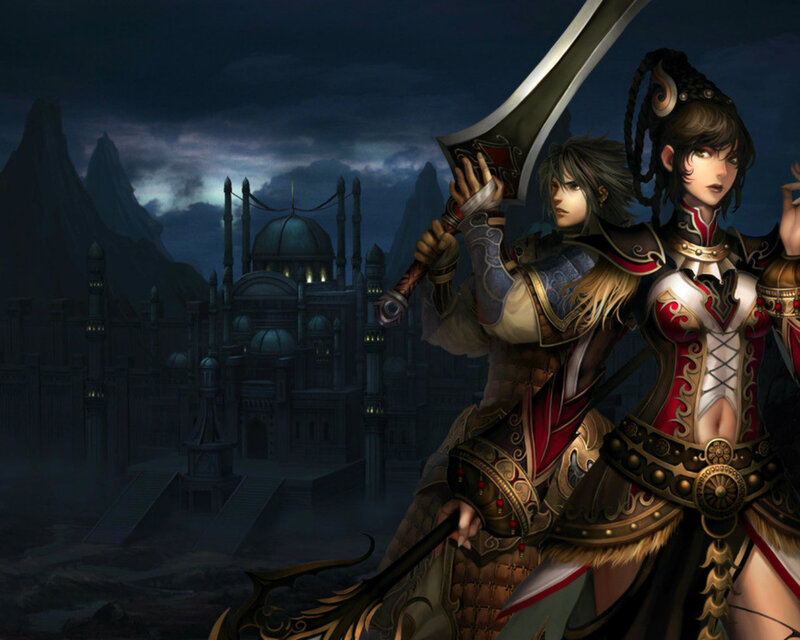 Two Warriors with Swords — Dark Blue