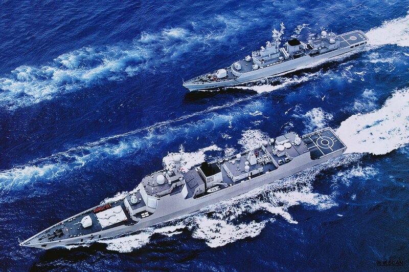 Two Warships at Sea — Blue, Dynamic