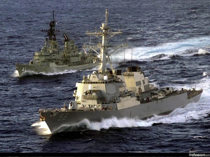 Two Warships at Sea — Gray, Dramatic