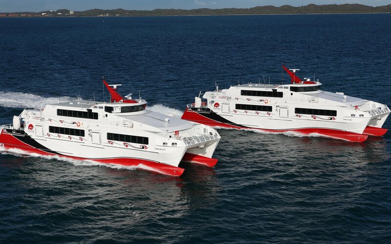 Two water taxi ferries on the sea