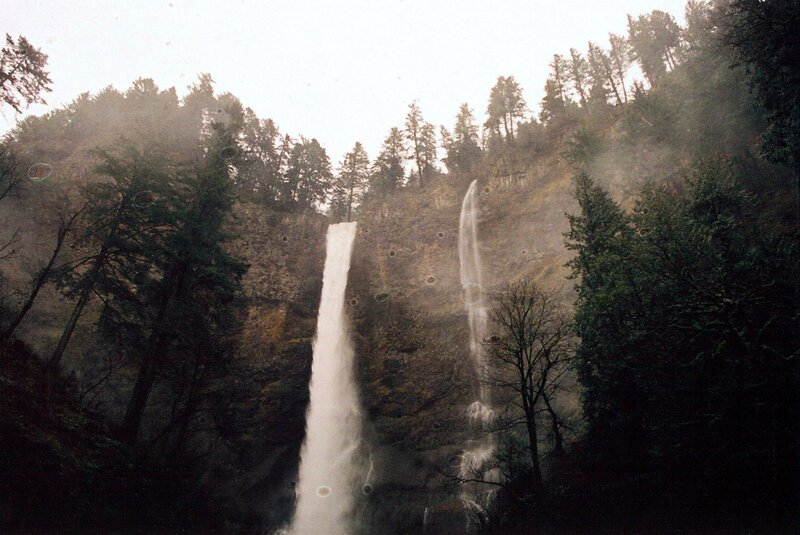 Two Waterfalls in Forest — Green, Natural, Photograph, Trees