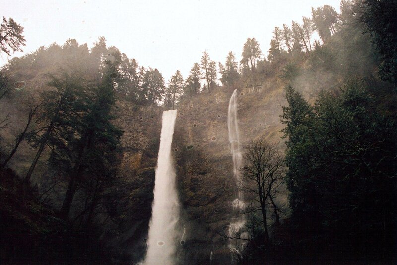 two waterfalls in forest