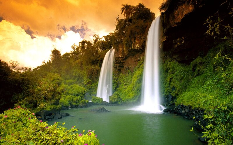 Two Waterfalls in Jungle
