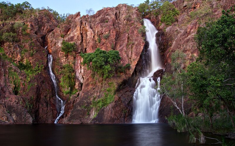Two Waterfalls on Cliff