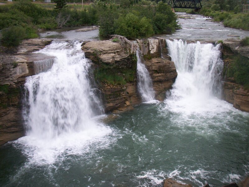 Two Waterfalls on River