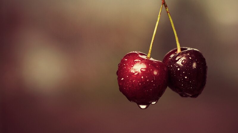 Two Wet Cherries — Red