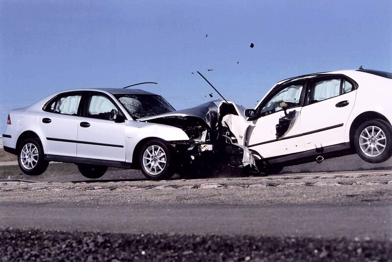 Two White Cars in Collision