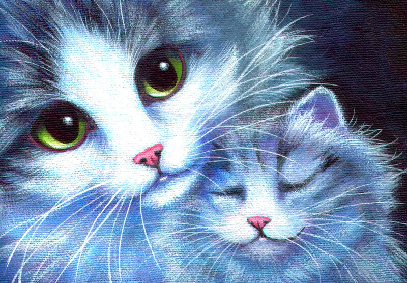 Two White Cats — Calm, Painting
