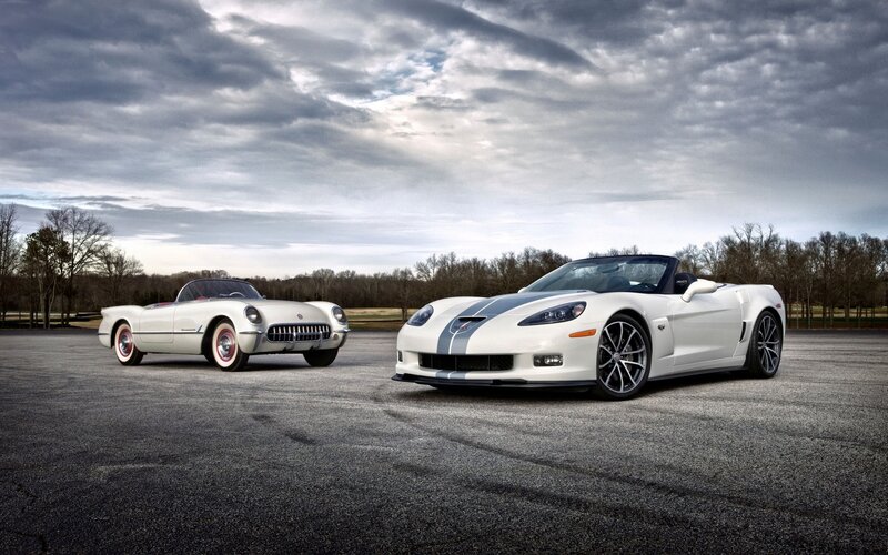 Two White Corvette Cars