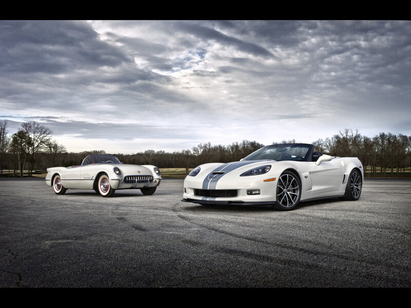 Two White Corvette Convertibles — Dramatic, Afternoon