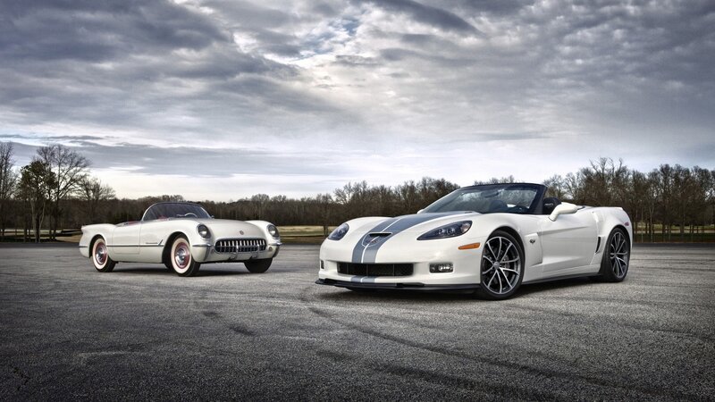 Two white Corvettes on a track