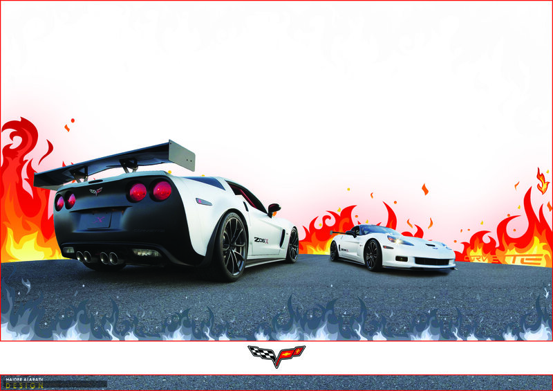 Two white Corvettes on a track