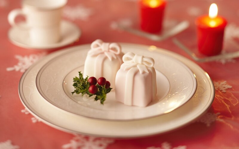 Two White Desserts on Plate
