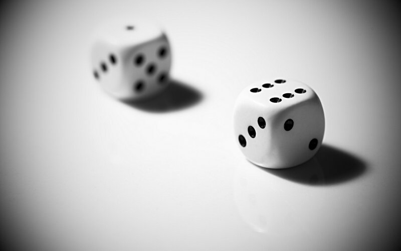 Two White Dice — Neutral, Photograph, Shadow