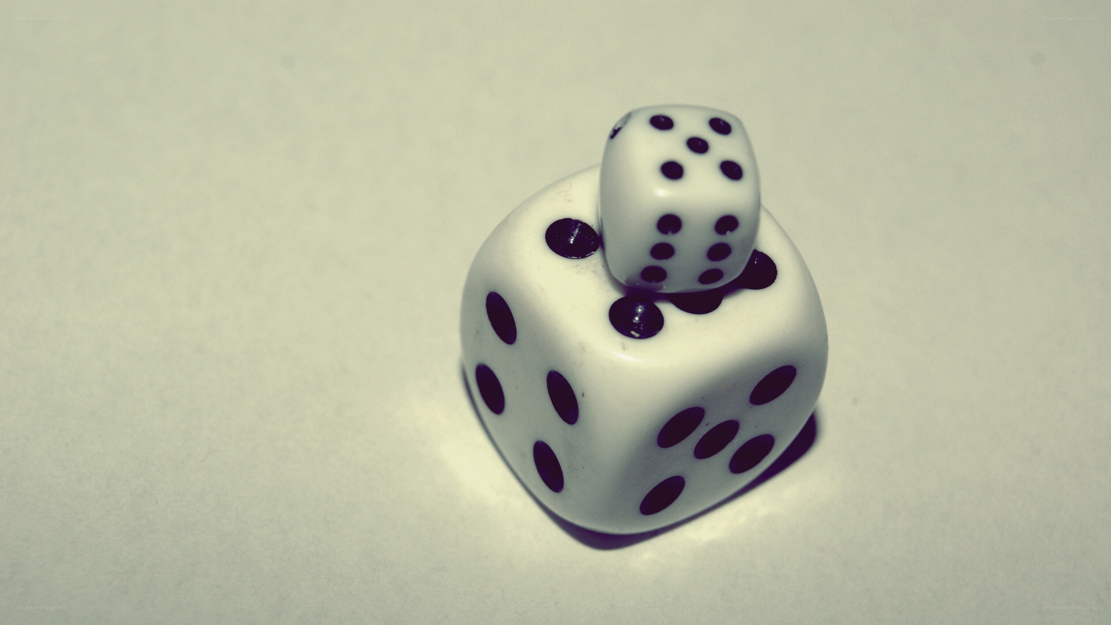 two white dice stacked