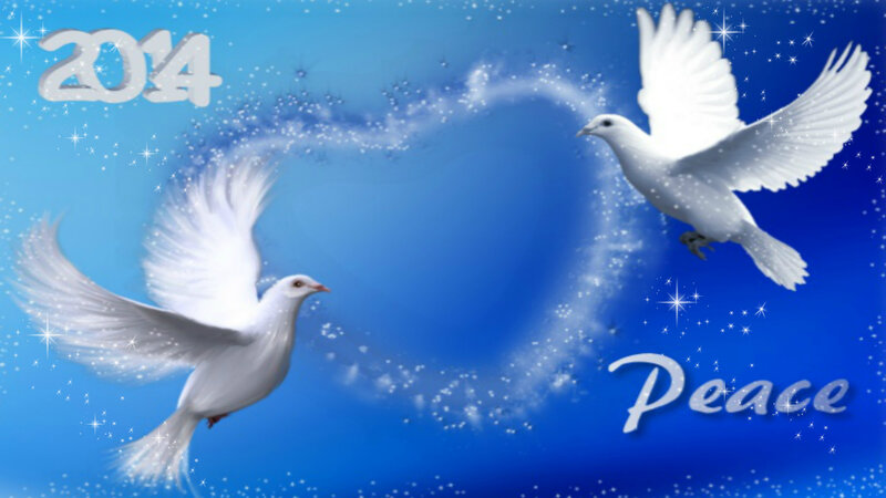 Two White Doves Flying — Blue, Peaceful