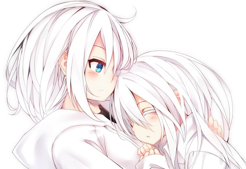 Two White-haired Characters — White, Calm