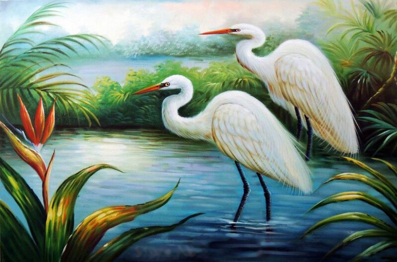 Two White Herons — Serene, Morning