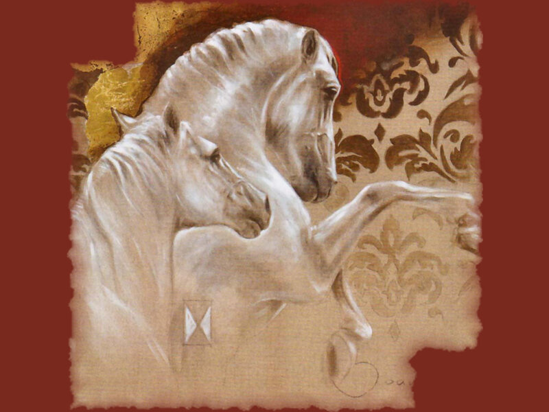 Two White Horses — Dramatic, Painting