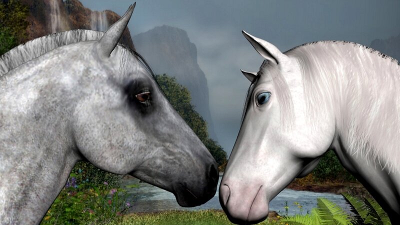 Two White Horses — Serene, 3d Render