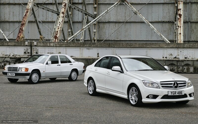 Two White Mercedes-Benz Cars — Neutral, Photograph
