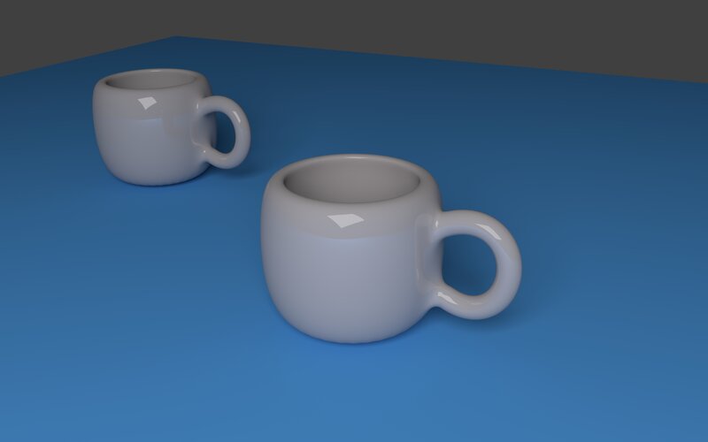 Two White Mugs — Blue
