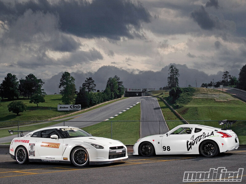 Two White Race Cars — Dramatic