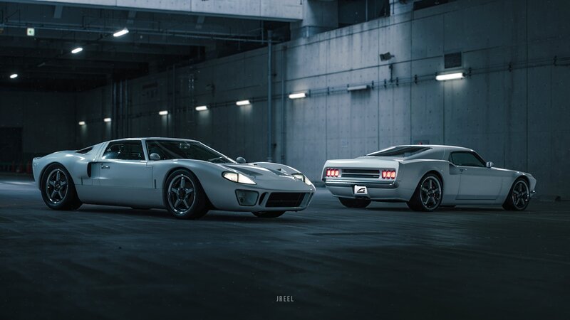 Two White Sports Cars — Dramatic