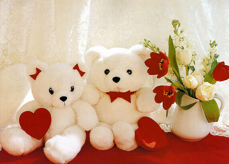 Two White Teddy Bears — Romantic