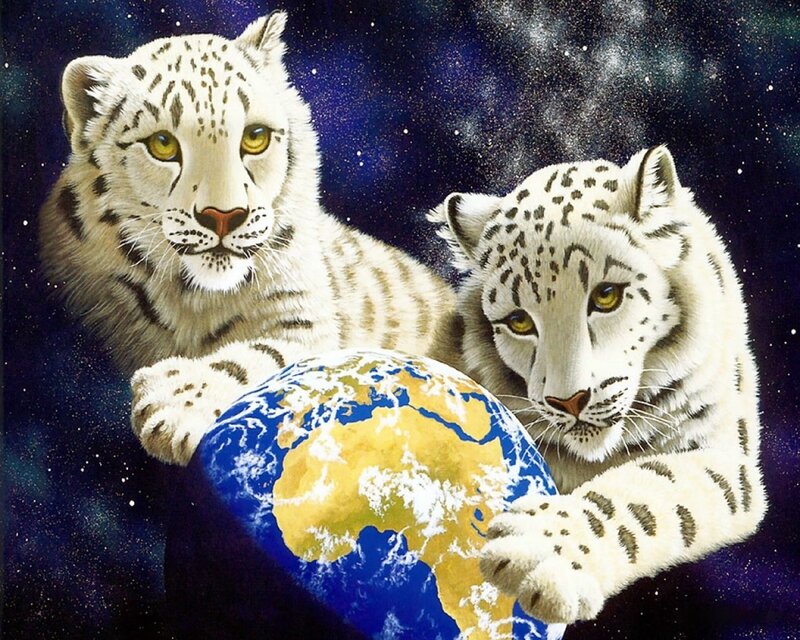 Two White Tigers — Dramatic, Painting