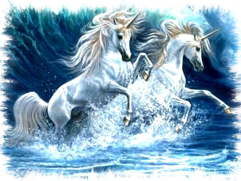 Two White Unicorns — Dramatic